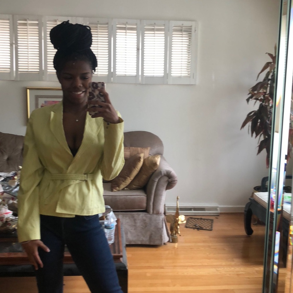 Yellow and Green Pin Stripe Blazer
